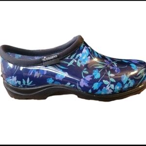 Sloggers Womens Clog Shoes Sz 8 Blue Floral Waterproof Clogs
